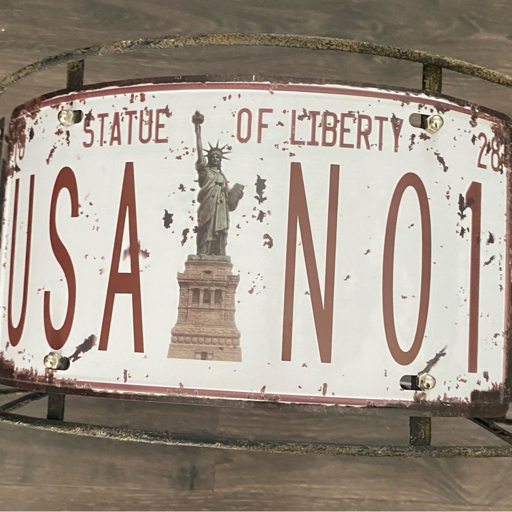 Metal license plate hanging or stand up lighting shade